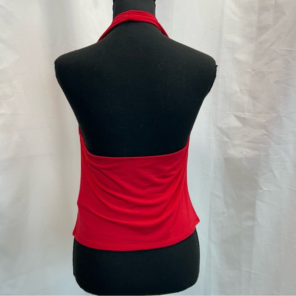 RIPE red draped cowl neck halter top open back Sz XL stretchy spandex NWOT - Picture 4 of 9